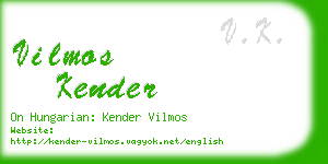 vilmos kender business card